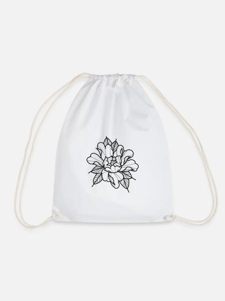 Peonie flower - Drawstring Bag - white