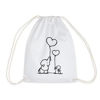 Doux elenfant et lièvre - Sac de sport léger - blanc - Devant