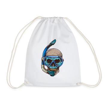Tauchen Totenkopf Taucherbrille Schnorchel - Turnbeutel - Weiß - Vorne