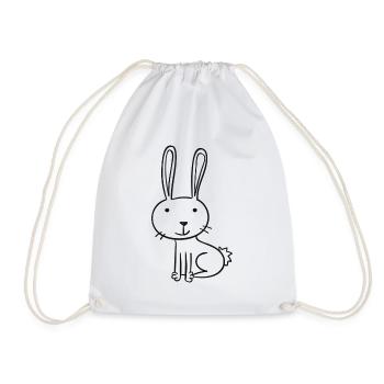gezeichneter Hase - Turnbeutel - Weiß - Vorne