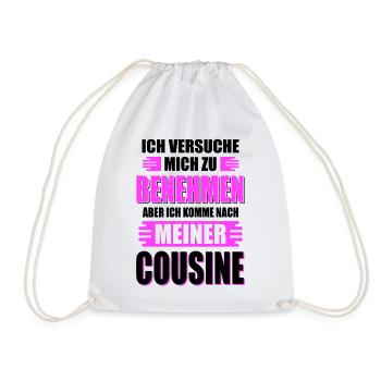 Cousine Lustiger Spruch Familie - Turnbeutel - Weiß - Vorne
