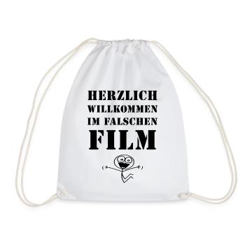 Herzlich willkommen im falschen Film Geschenkidee - Turnbeutel - Weiß - Vorne