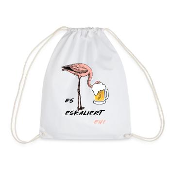 Flamingo Bier Alkohol saufen cooler Spruch - Turnbeutel - Weiß - Vorne