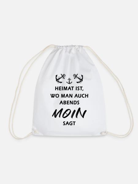 Heimat Moin Anker cooler Spruch Geschenkidee - Turnbeutel - Weiß