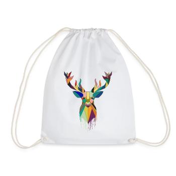 Nature colorful deer - Drawstring Bag - white - Front