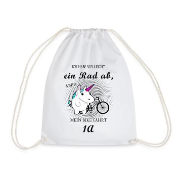 Rad ab Einhorn Fahrrad lustiger Spruch Geschenk - Turnbeutel - Weiß - Vorne