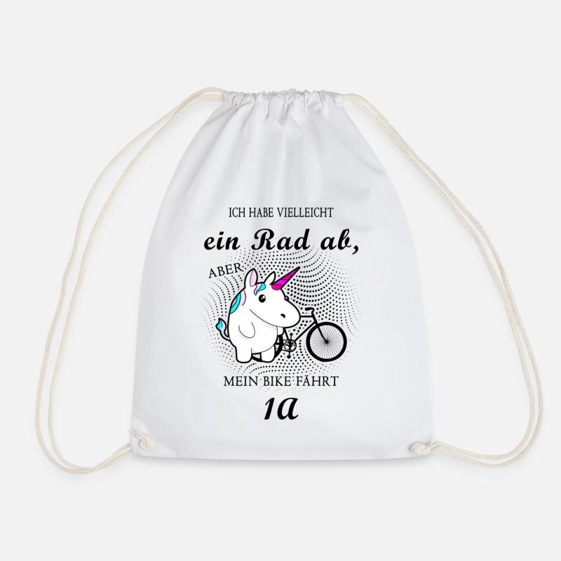 Rad ab Einhorn Fahrrad lustiger Spruch Geschenk - Turnbeutel - Weiß
