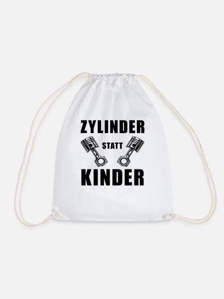 Zylinder statt Kinder Geschenkidee Kolben - Turnbeutel - Weiß