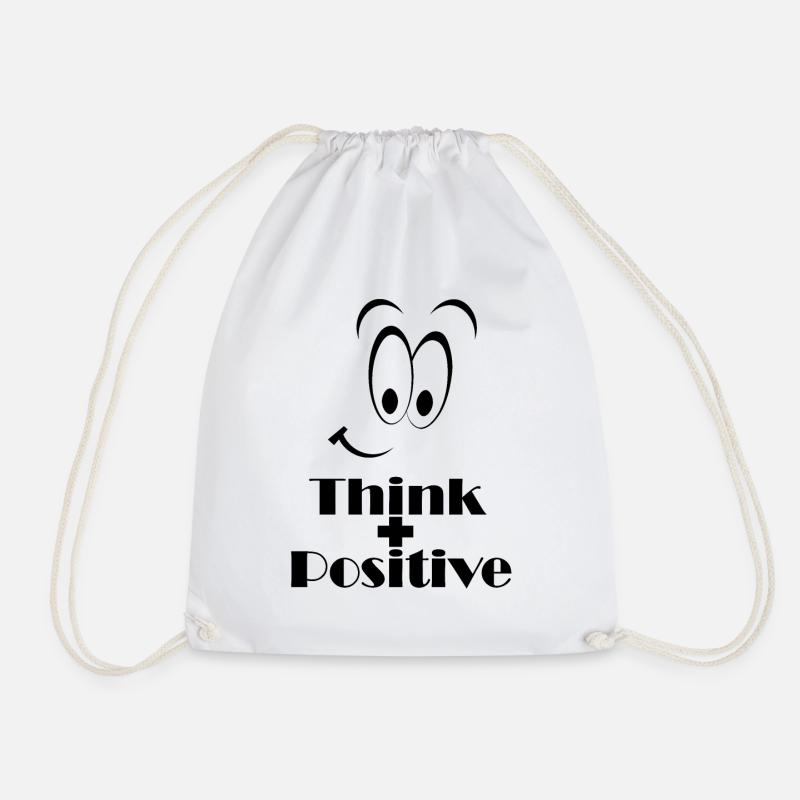 Think Positive - Think positive with a smile - Drawstring Bag - white