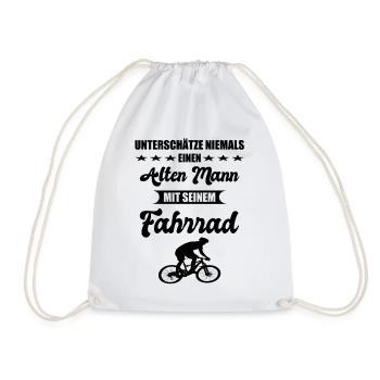 Alter Mann Fahrrad Spruch Geschenk zum Geburtstag - Turnbeutel - Weiß - Vorne