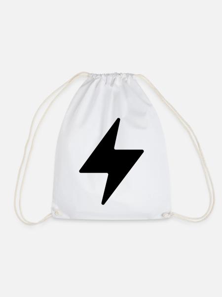 Lightning symbol - Drawstring Bag - white