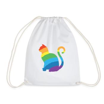 chat arc en ciel - Sac de sport léger - blanc - Devant