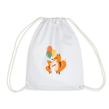 Children's birthday gift idea fox family - Drawstring Bag - white - Front