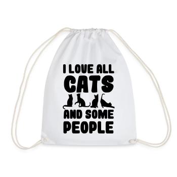 I love all cats and some people* - Drawstring Bag - white - Front