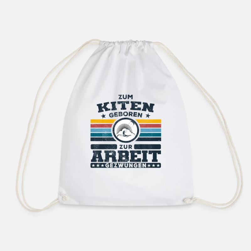 Zum Kiten Geboren - Kite Kiteboard Kitesurfen - Turnbeutel - Weiß