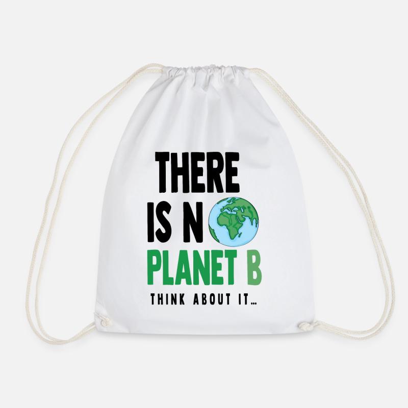 Planet B (black) - Drawstring Bag - white