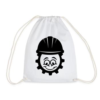 Mechanic with helmet - Drawstring Bag - white - Front