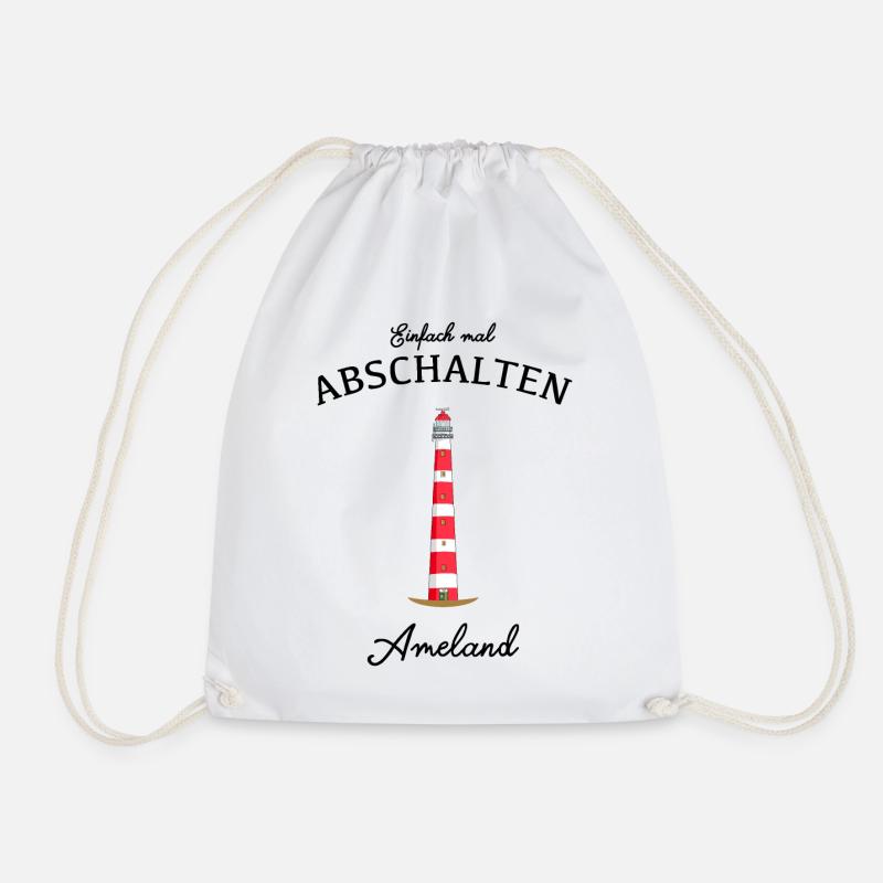 Ameland Leuchtturm Bornrif, Einfach mal abschalten - Turnbeutel - Weiß