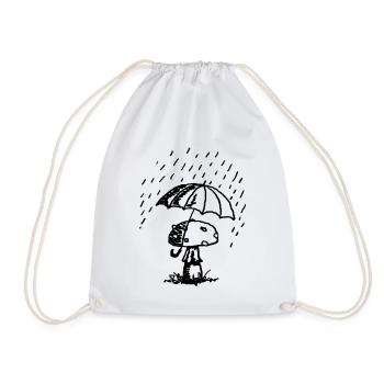 Mushroom in the rain - Drawstring Bag - white - Front