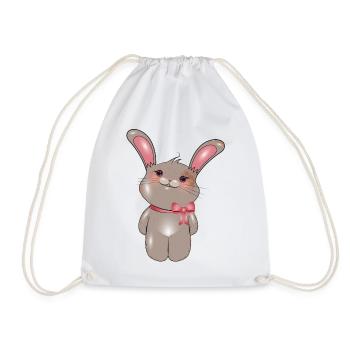 Lapin mignon avec arc dans le style comique - Sac de sport léger - blanc - Devant