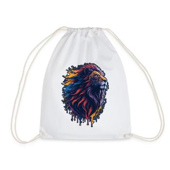 Lion - Drawstring Bag - white - Front