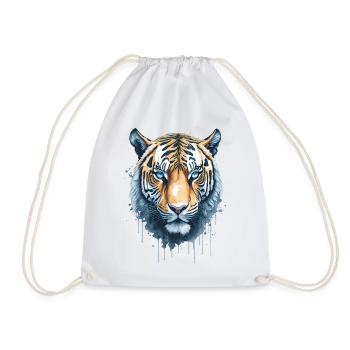 Watercolor Tiger Head - Drawstring Bag - white - Front
