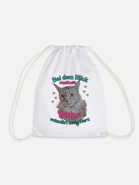 Bei dem Blick meiner Katze schmilzt mein Herz - Turnbeutel - Weiß