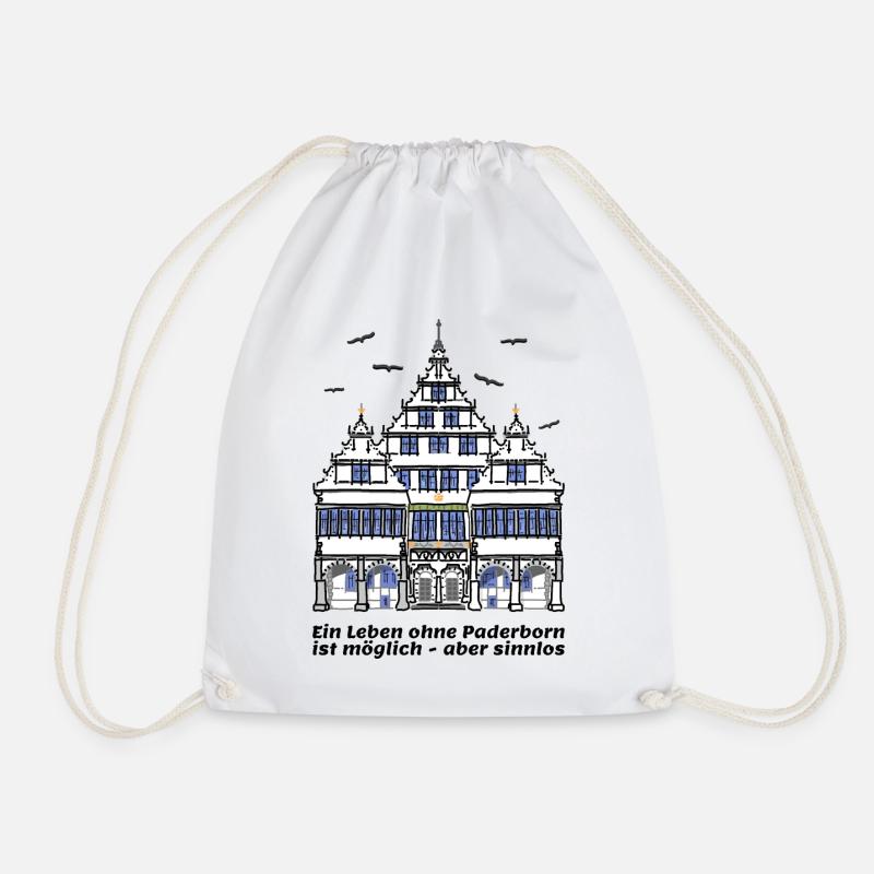 Paderborn , Lustiger Spruch, historisches Rathaus - Turnbeutel - Weiß