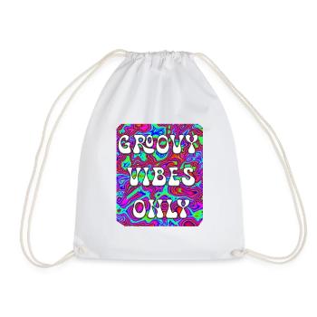 Groovy Vibes Only - Drawstring Bag - white - Front
