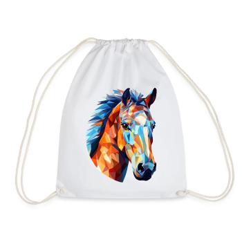 Horse Polygon Horse Head Horses - Drawstring Bag - white - Front