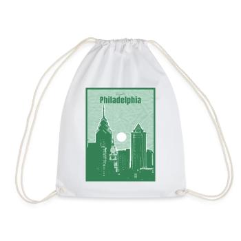 Philadelphia City Skyline - Drawstring Bag - white - Front