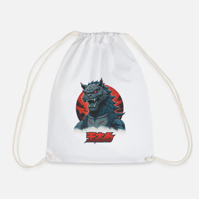 Japanisches Actionmonster - Turnbeutel - Weiß