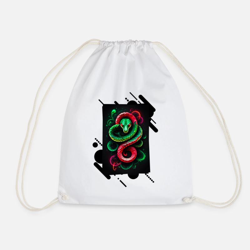 Neon Colorful Snake - Drawstring Bag - white