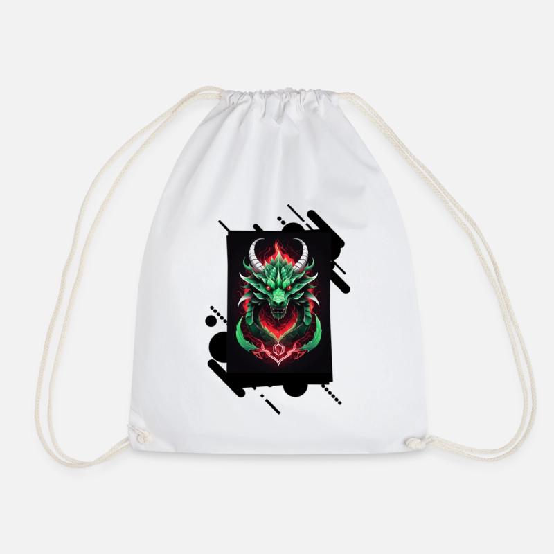 Neon Colorful Dragon - Drawstring Bag - white