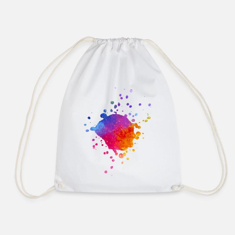 Bunte Farbspritzer - Farbverlauf Aquarell - Turnbeutel - Weiß