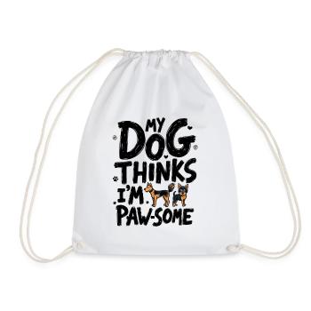 MY DOG THINKS I'M PAW-SOME - Drawstring Bag - white - Front