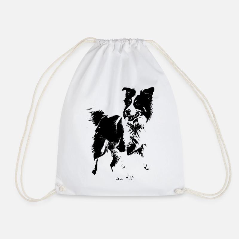 Hund der Rasse Border Collie - Turnbeutel - Weiß