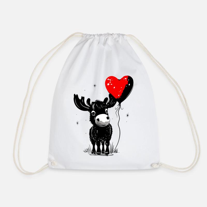 Elch mit Herz Luftballon - Heartful Creatures - Turnbeutel - Weiß