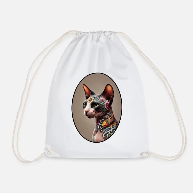 Tätowierte Sphynxkatze - Turnbeutel - Weiß