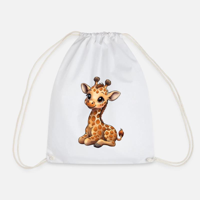 Giraffe - Drawstring Bag - white