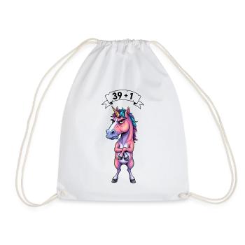 40. Geburtstag Geschenk – 39 + 1 Einhorn - Turnbeutel - Weiß - Vorne