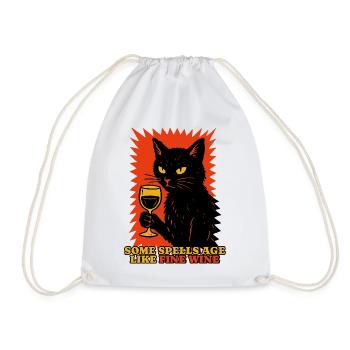 Lustiges Halloween Motiv mit schwarzer Katze - Turnbeutel - Weiß - Vorne