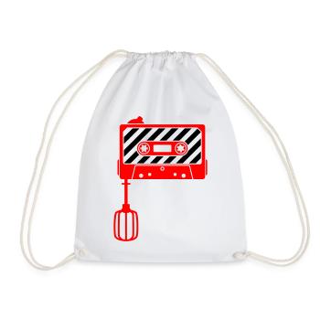 Mixtape vs. Mixer – Retro Music Cult Design - Drawstring Bag - white - Front
