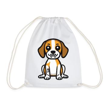 Beagle Hund Halloween Comic Lustig - Turnbeutel - Weiß - Vorne