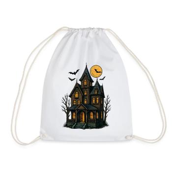 Spooky Haunted House for Halloween - Drawstring Bag - white - Front