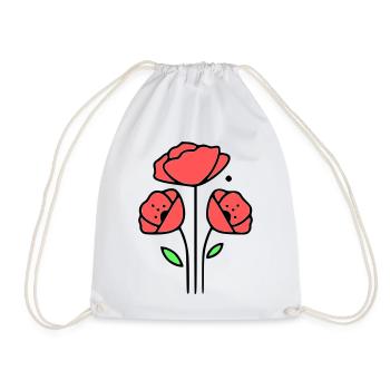 Poppy-Poppies-Minimalist-Line-Art-1 - Drawstring Bag - white - Front