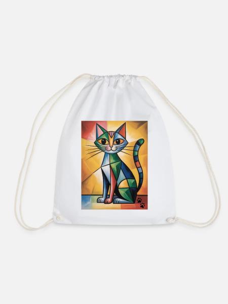 katze kubisch - Turnbeutel - Weiß