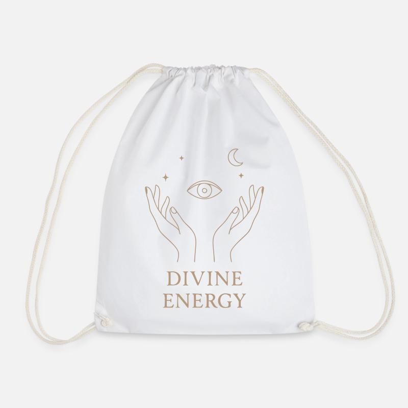 Divine Energy Line Art - Drawstring Bag - white