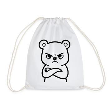 Angry Bear Cartoon Illustration - Drawstring Bag - white - Front