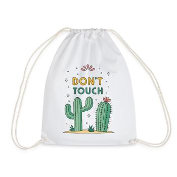 Do Not Touch - Cartoon Cactus - Drawstring Bag - white - Front